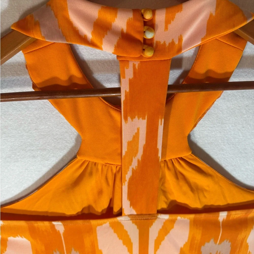 INC International Concepts | Orange Ikat Beaded Halter Dress | Size Large